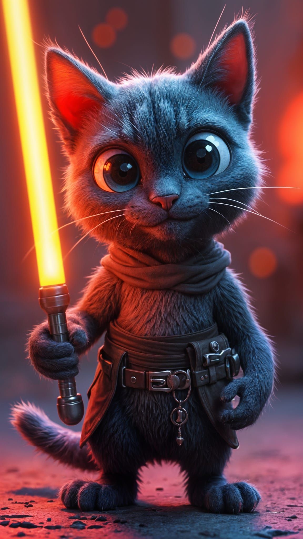 A Cyberpunk Cat in a Radiant Gradient Background