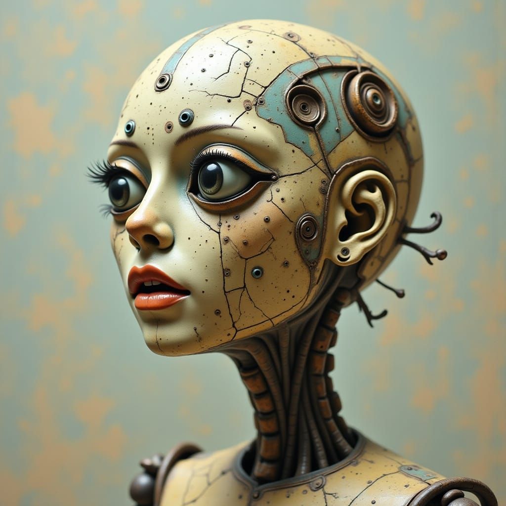 Surreal Robot Goddess with Sinuous Head
