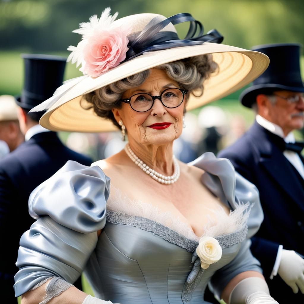 Elegant Socialite at Ascot Races: Impressionist Painting