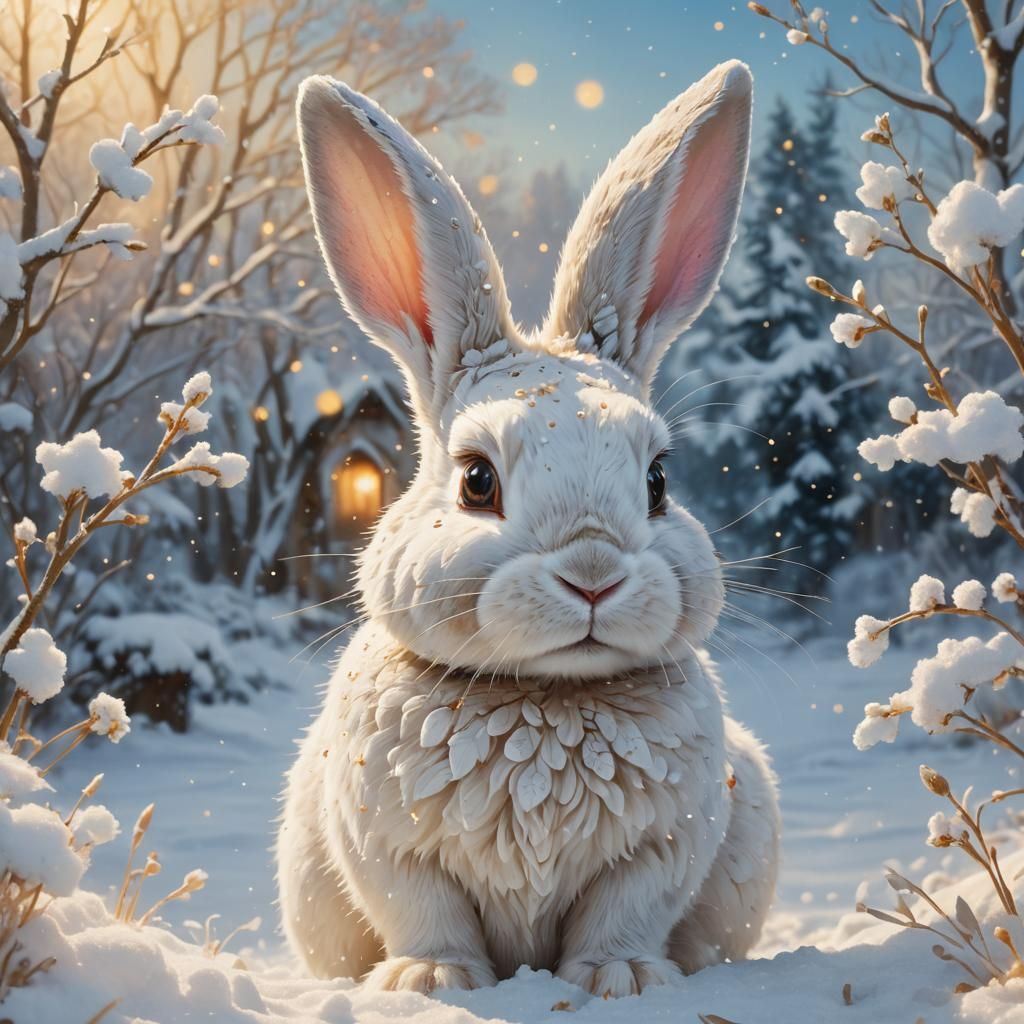 White Bunny in Snow: Matte Painting in Potter Style