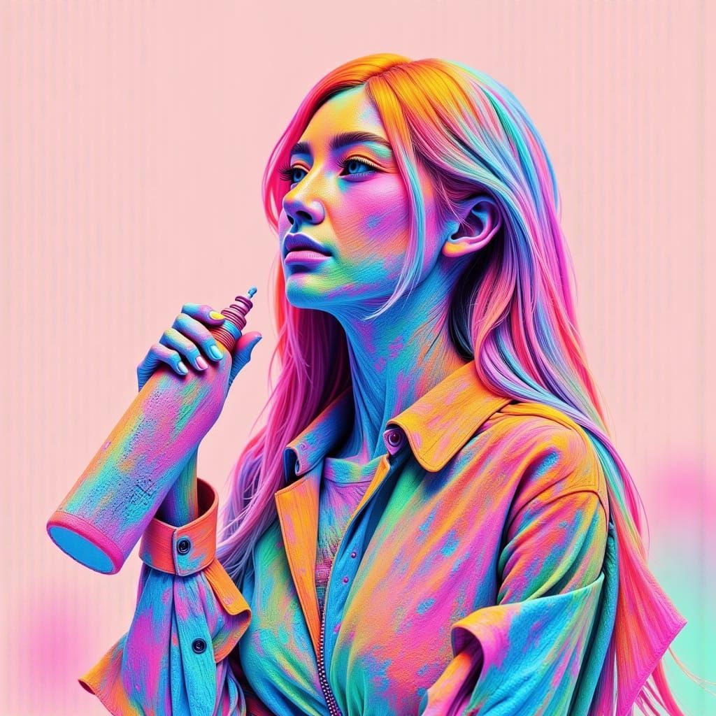 Dark Figure Holding Water Bottle in a Moody Oil Painting