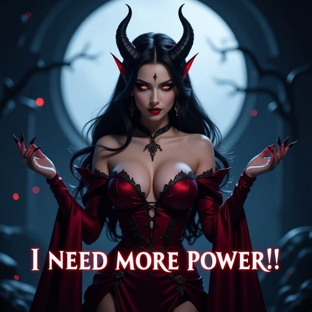 Beautiful Demoness Towa in Dark Mystical Art