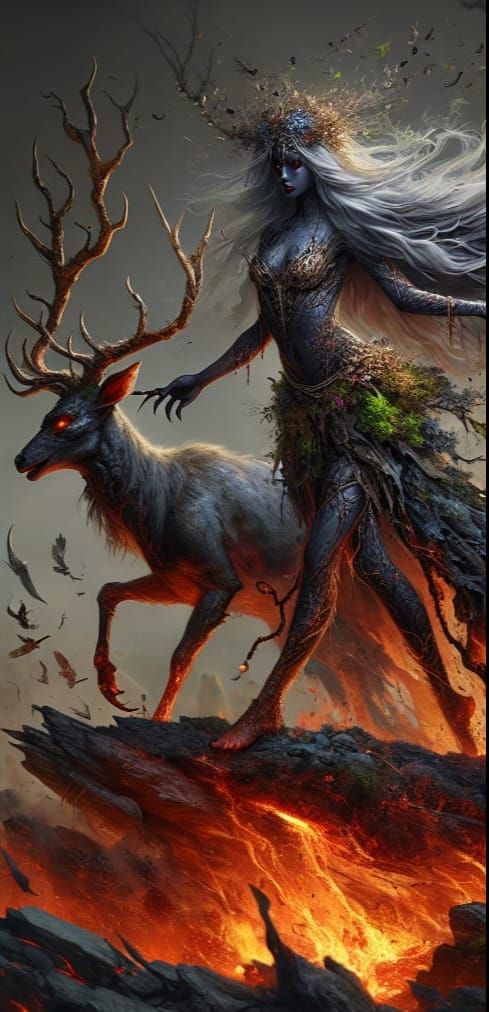 Dryad and Demon in Fantasy Matte Painting