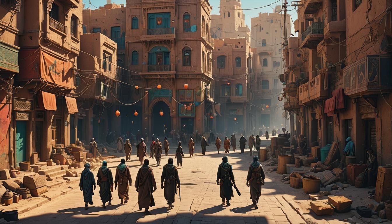 Vibrant Middle Eastern Cityscape in Digital Matte Painting