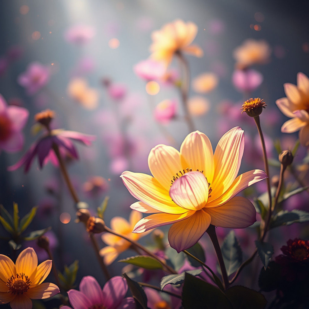 Vintage Pastel Flower Background in Dark Fantasy Style