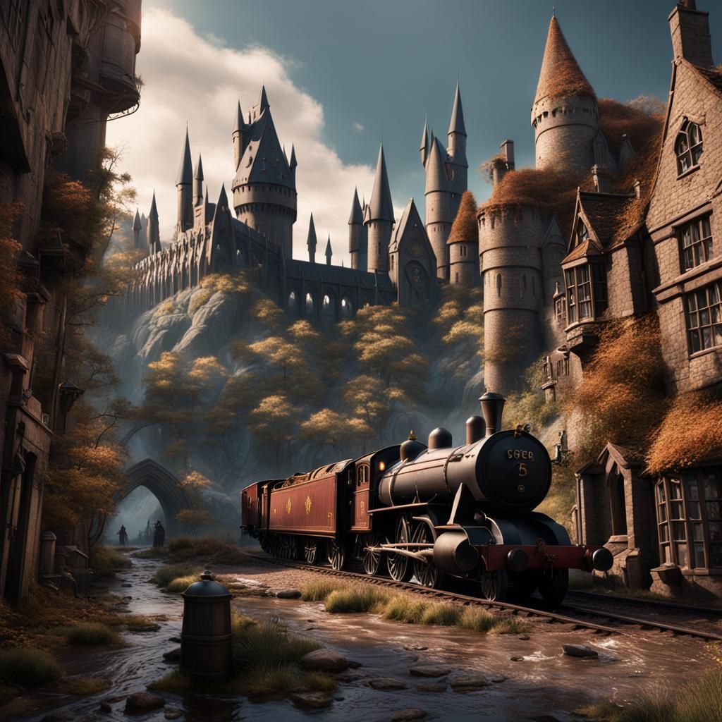 Detailed Matte Painting of Hogwarts Castle