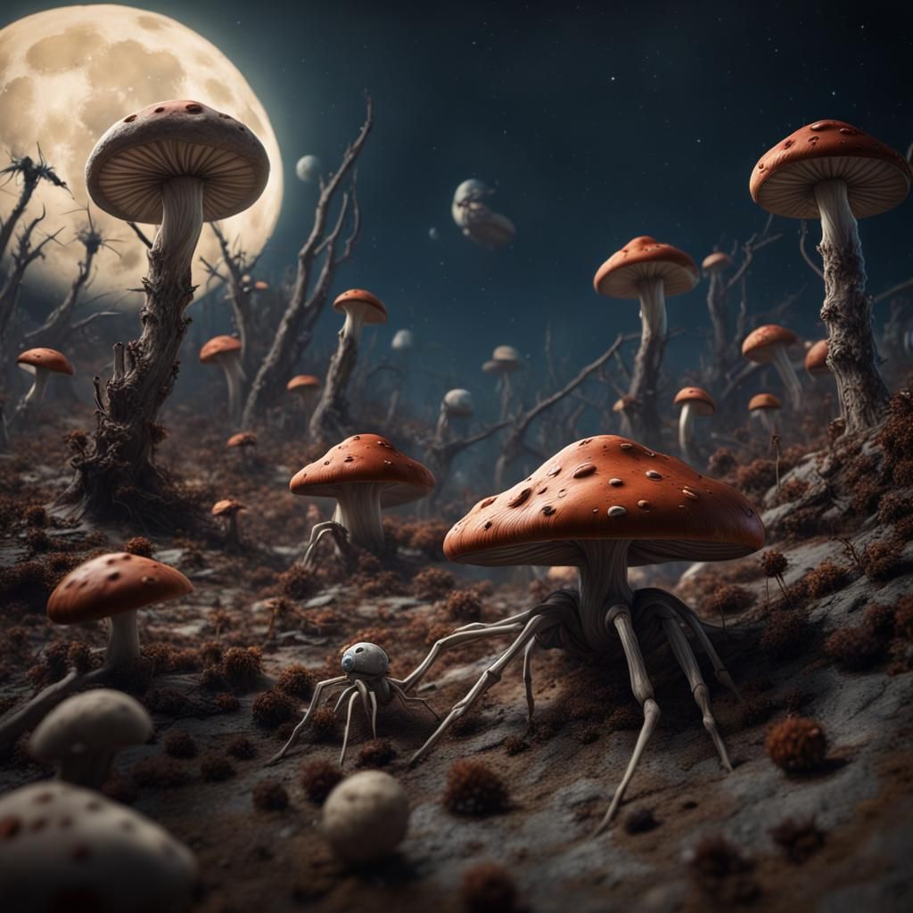 Mushroom on the Moon: Detailed Matte Painting
