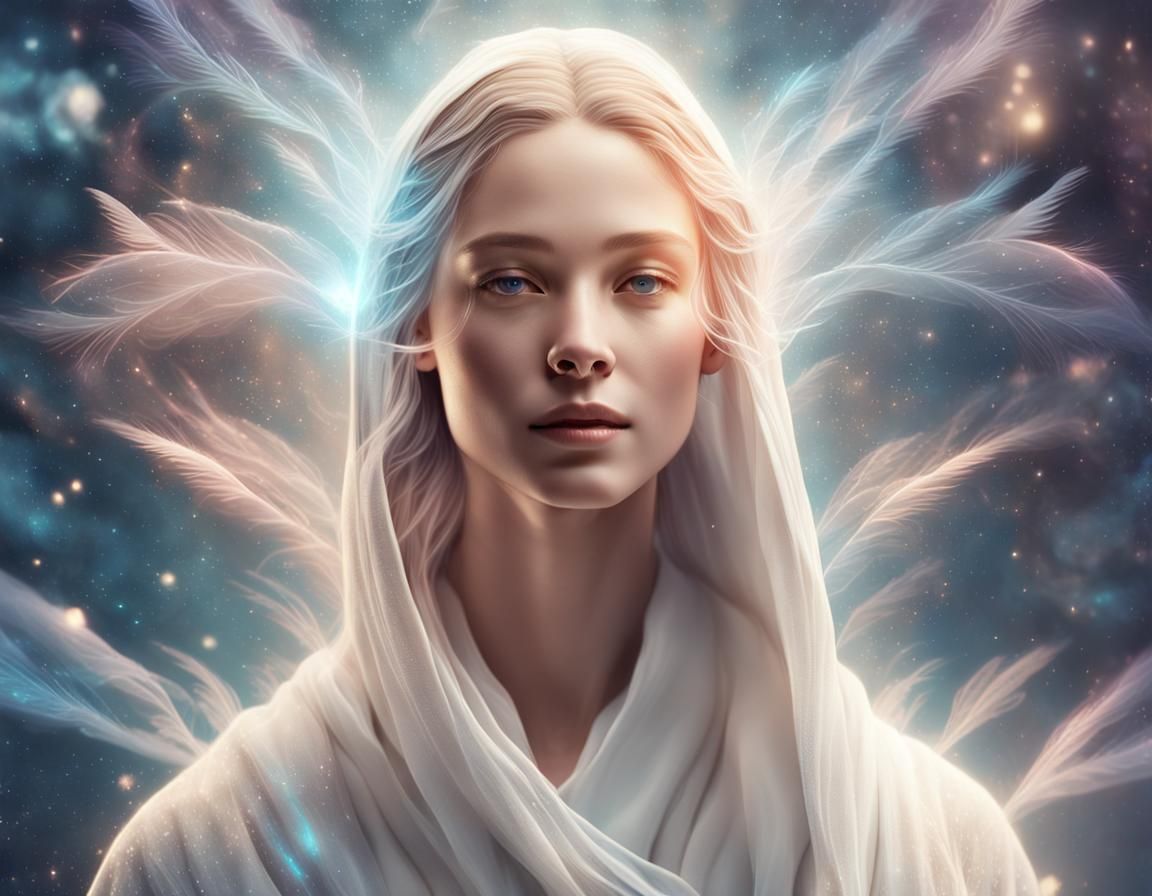 Ethereal Woman Floating in Space as Digital Art