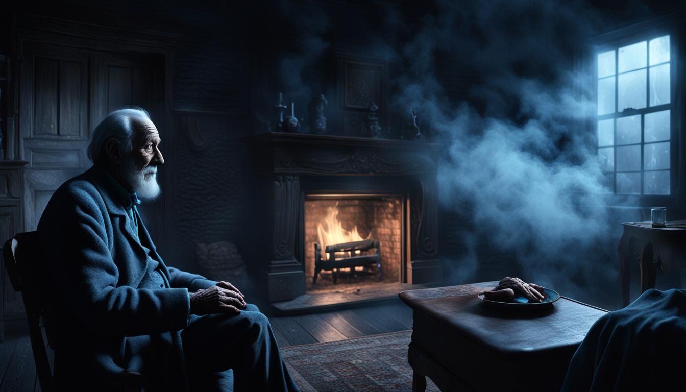 Eerie Ghost Apparition on a Foggy Night in 3D