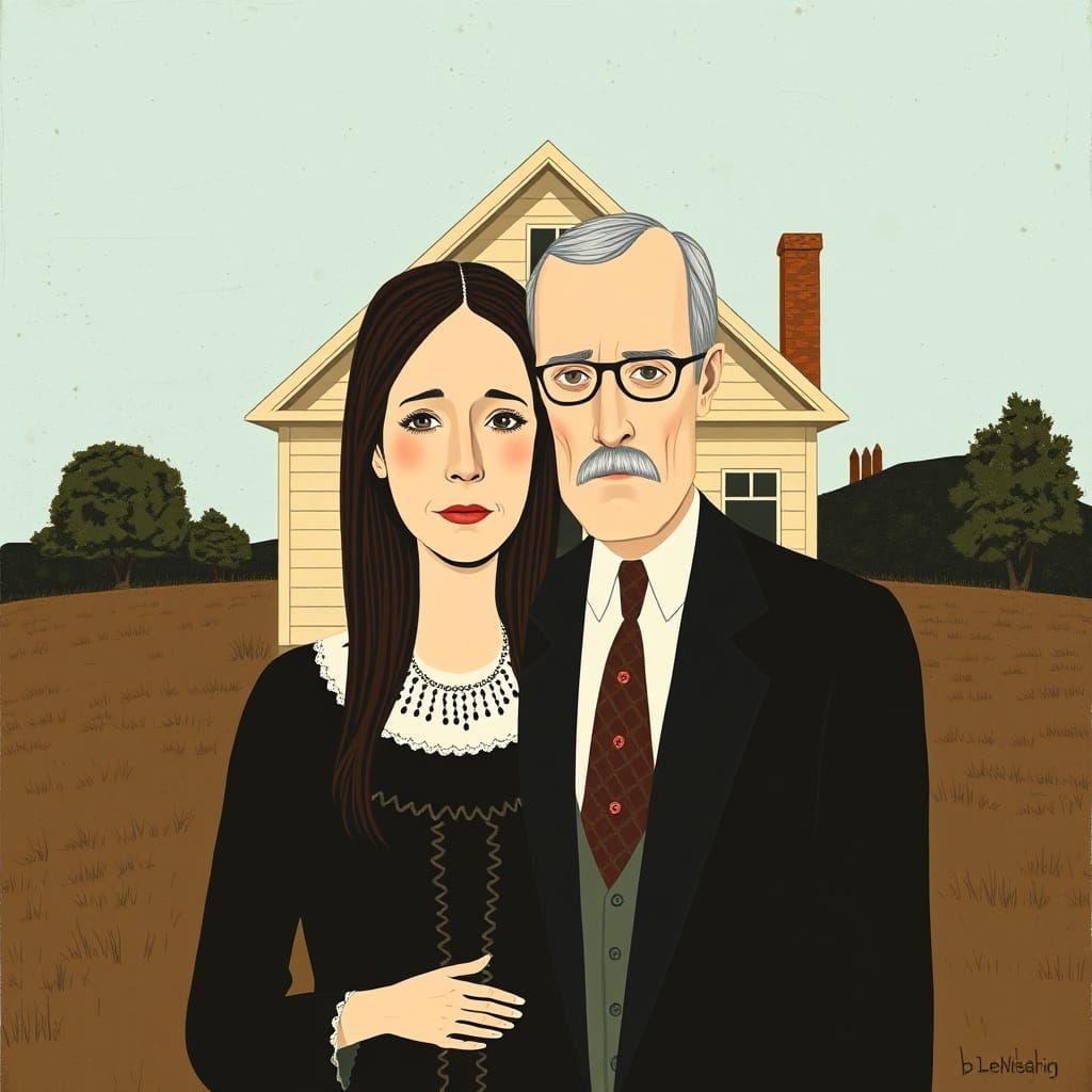 American Gothic in Jon Klassen Style