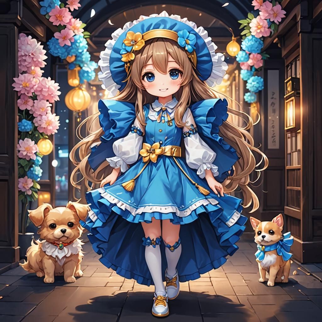 Chibi Puppy Girl in Candy Anime Style