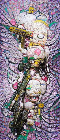 Cyberpunk Angel Art in Takashi Murakami Style