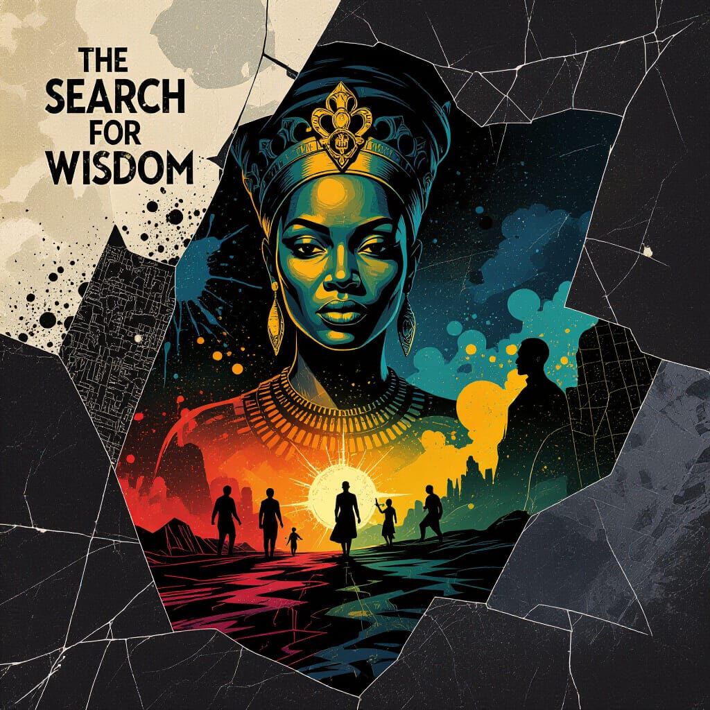 Africa Queen Dispensing Wisdom in Vintage Sketch Art