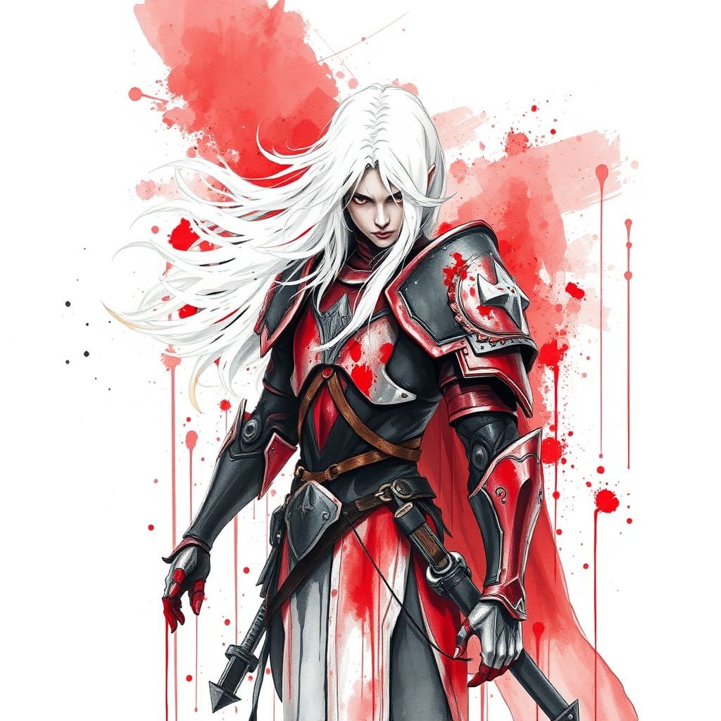 Ethereal Warrior in Dramatic Pose