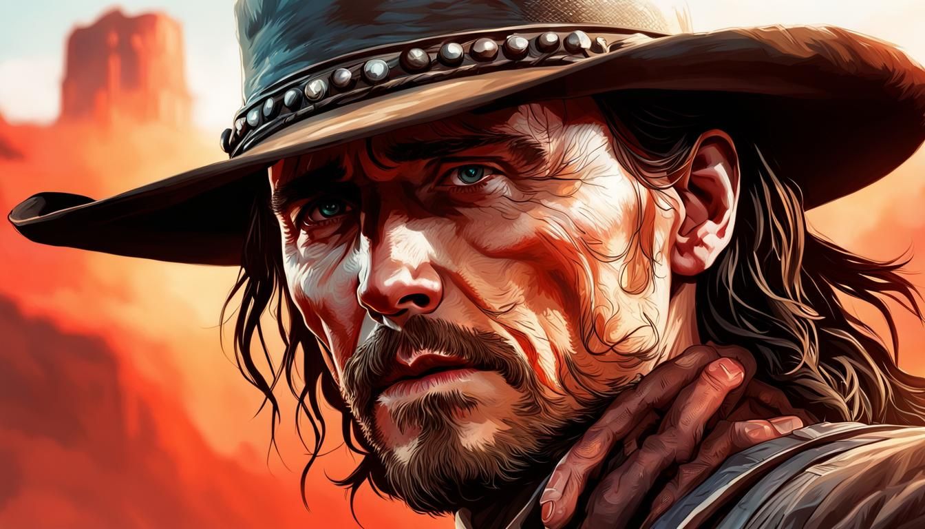 Hyperrealistic Tom Hiddleston as John Marston