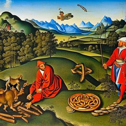 Pretzel Figures in Pretzel World, Renaissance Style
