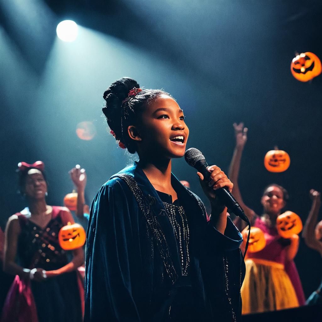Halloween Concert: Singer on Stage in Digital Art