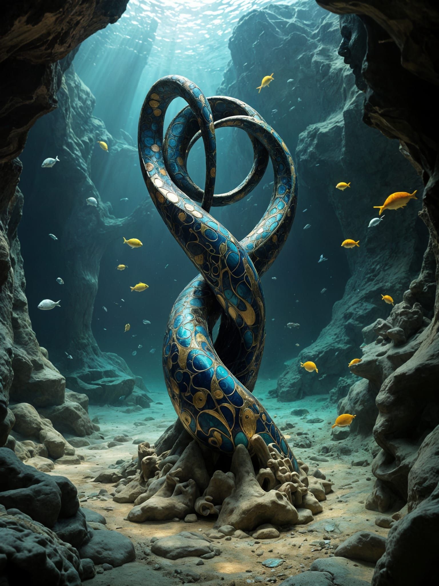 Eldritch Abstract Sculpture in R'lyeh Underwater Museum