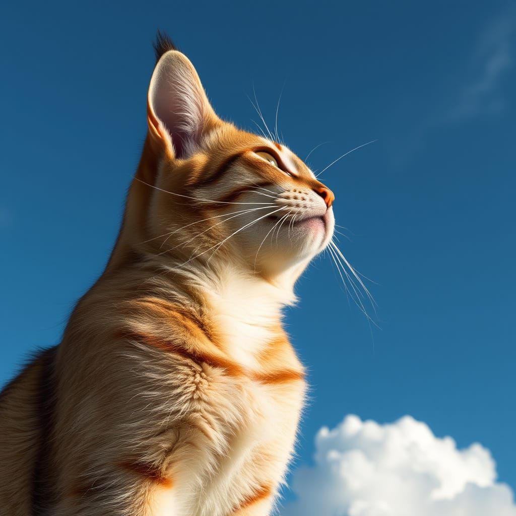 Cyberpunk Feline Hero Looks Out Over City Skyline