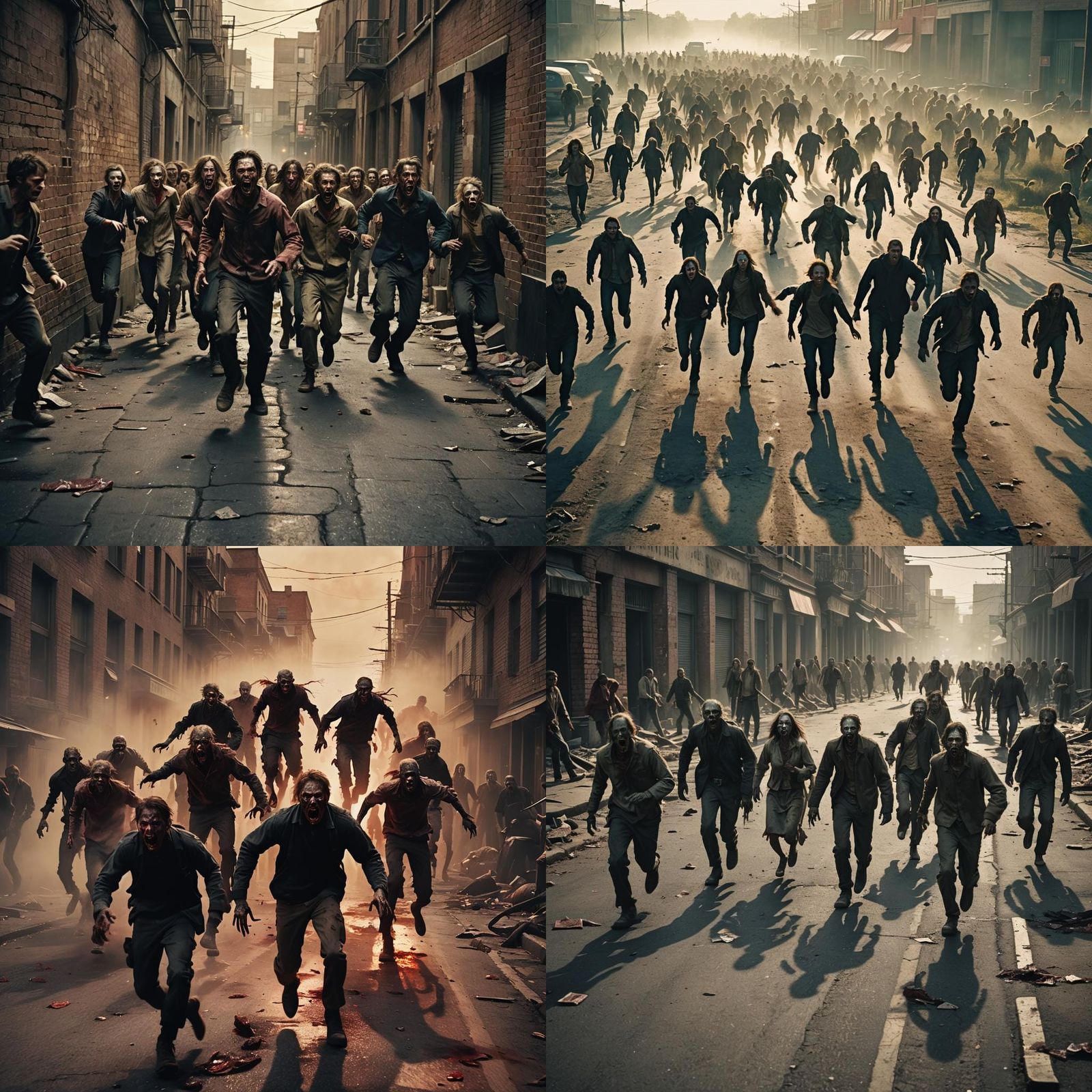 Cinematic Zombie Horde Chasing People