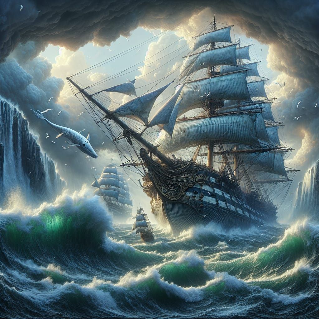 Epic Whale Battle: Sailing Ship vs Mythical Beast