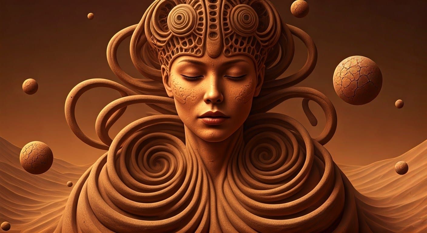 Surreal Sand Sculpture Goddess Blends Earthy Textures with B...