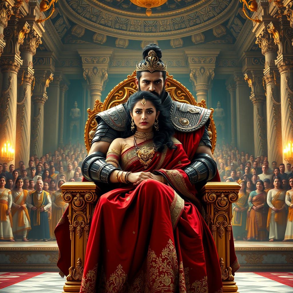 Royal Courtroom Scene in Opulent Style