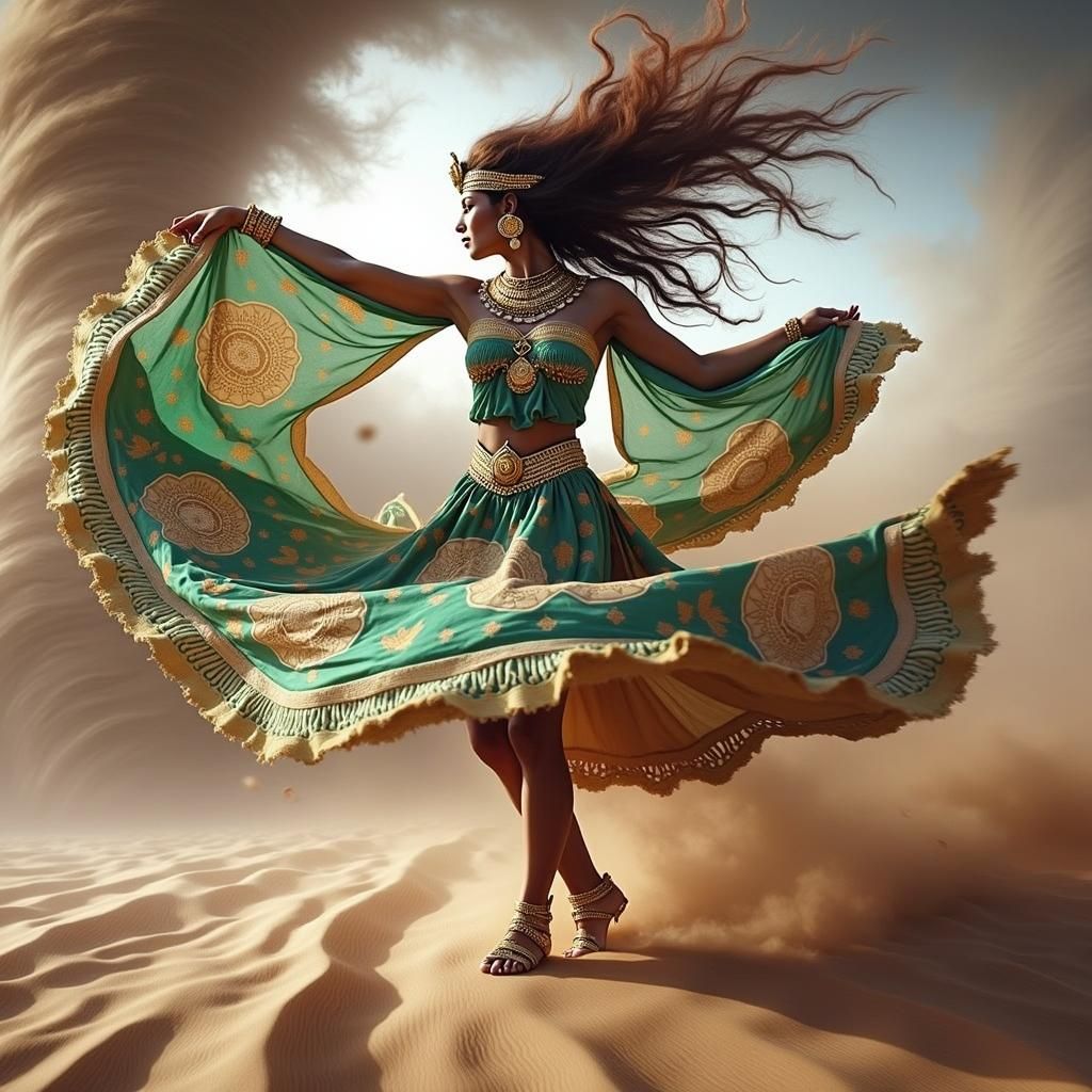Egyptian Dancer in a Desert Tornado, Symbolist Style