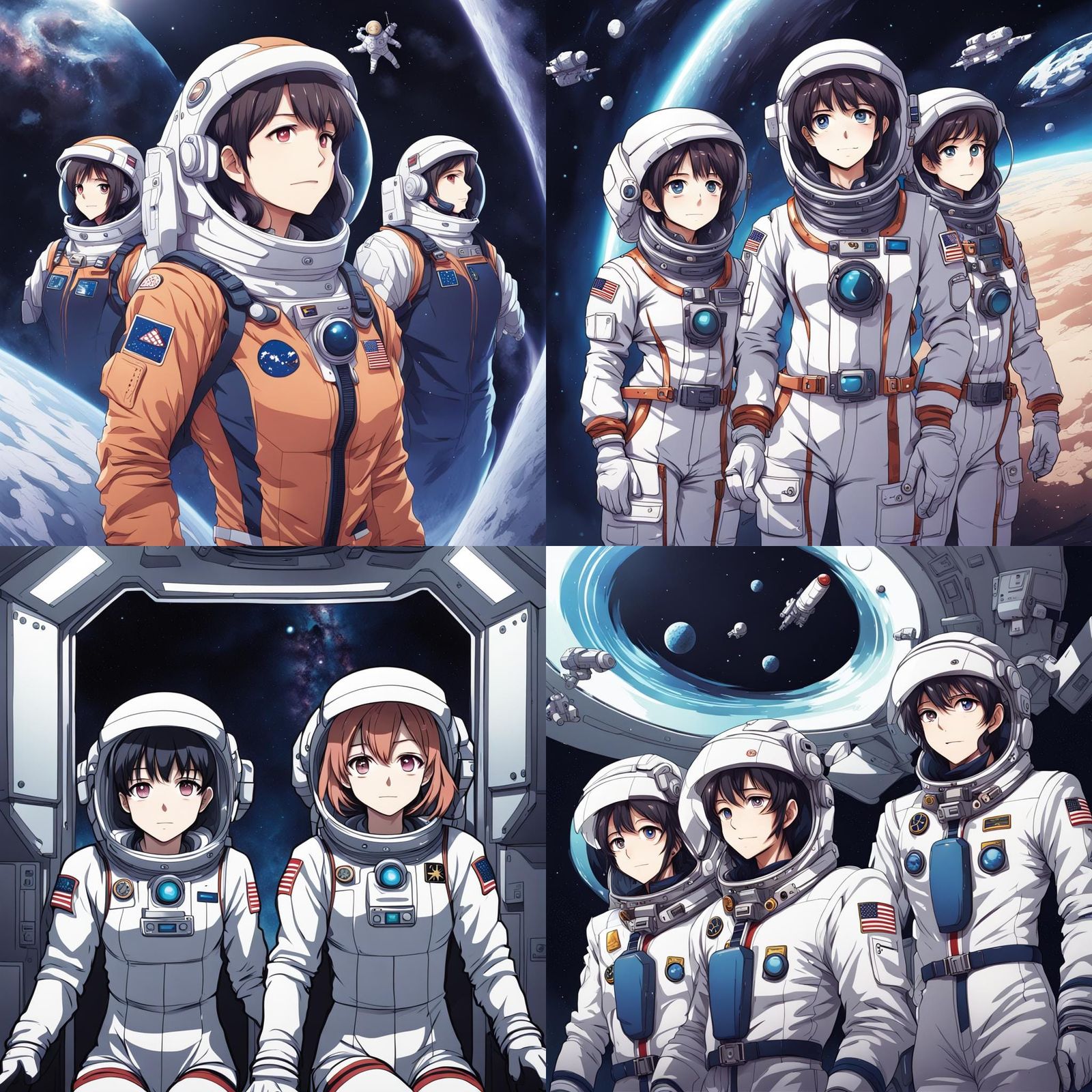 Anime Style Astronauts in Space