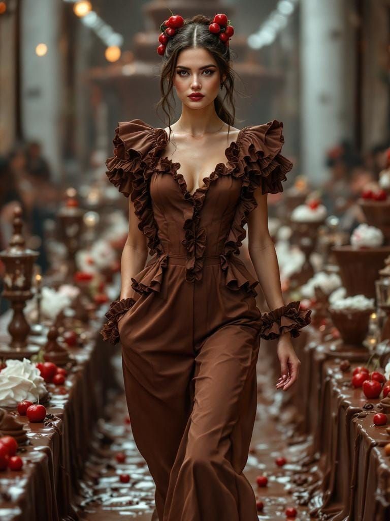 Chocolate Runway Model in Photorealistic Style