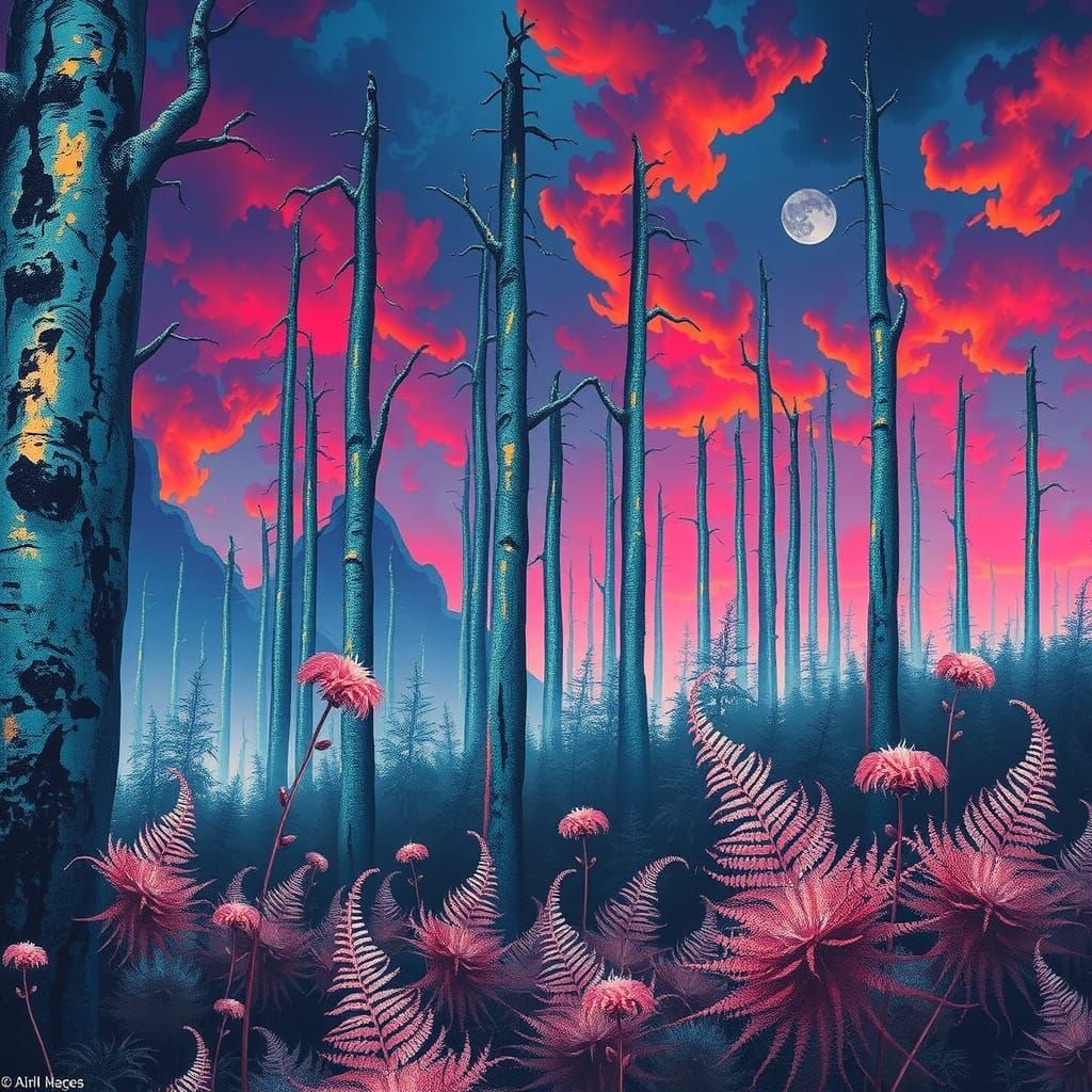 Ethereal Alien Forest with Bioluminescent Glow