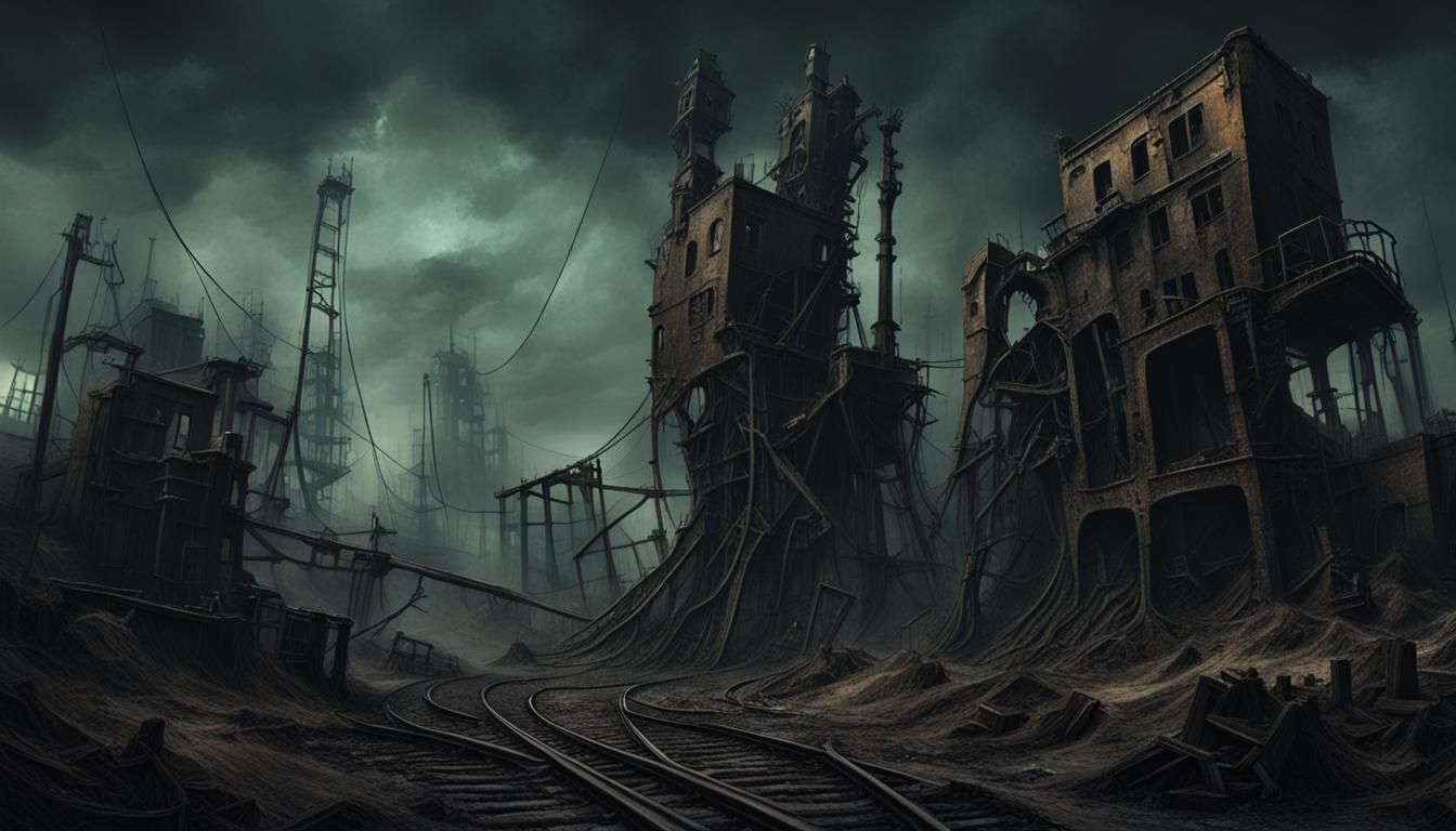 Gothic Industrial Nightmare in Muted Greens