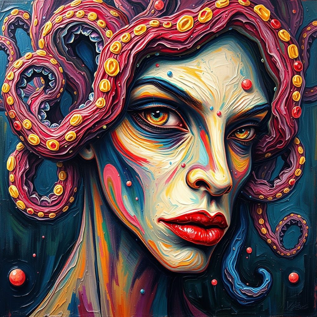 Medusa with gummyworm hair