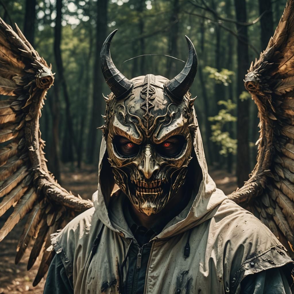 Casual demon in satanic mask