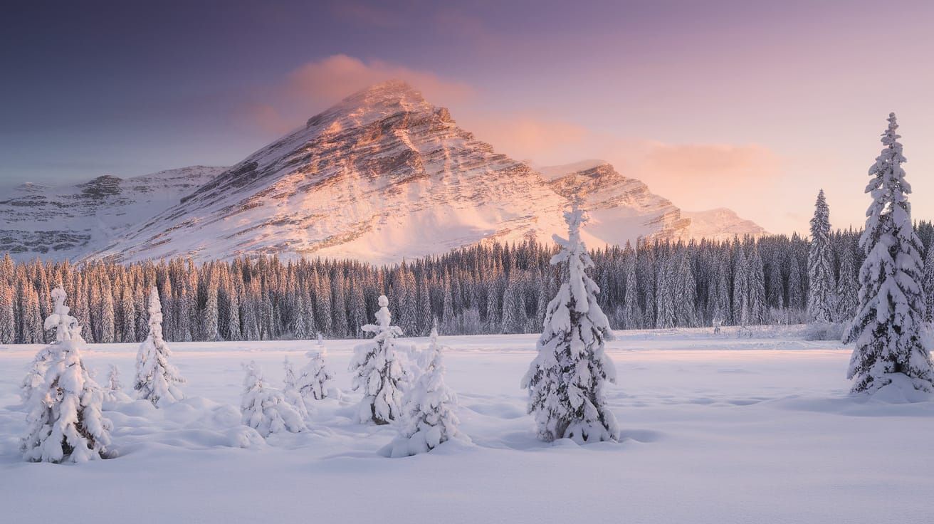Softly Glowing Winter Landscape in Pastel Hues