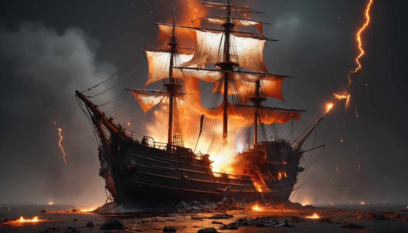 Post-Apocalyptic Sailing Ship of Molten Metal
