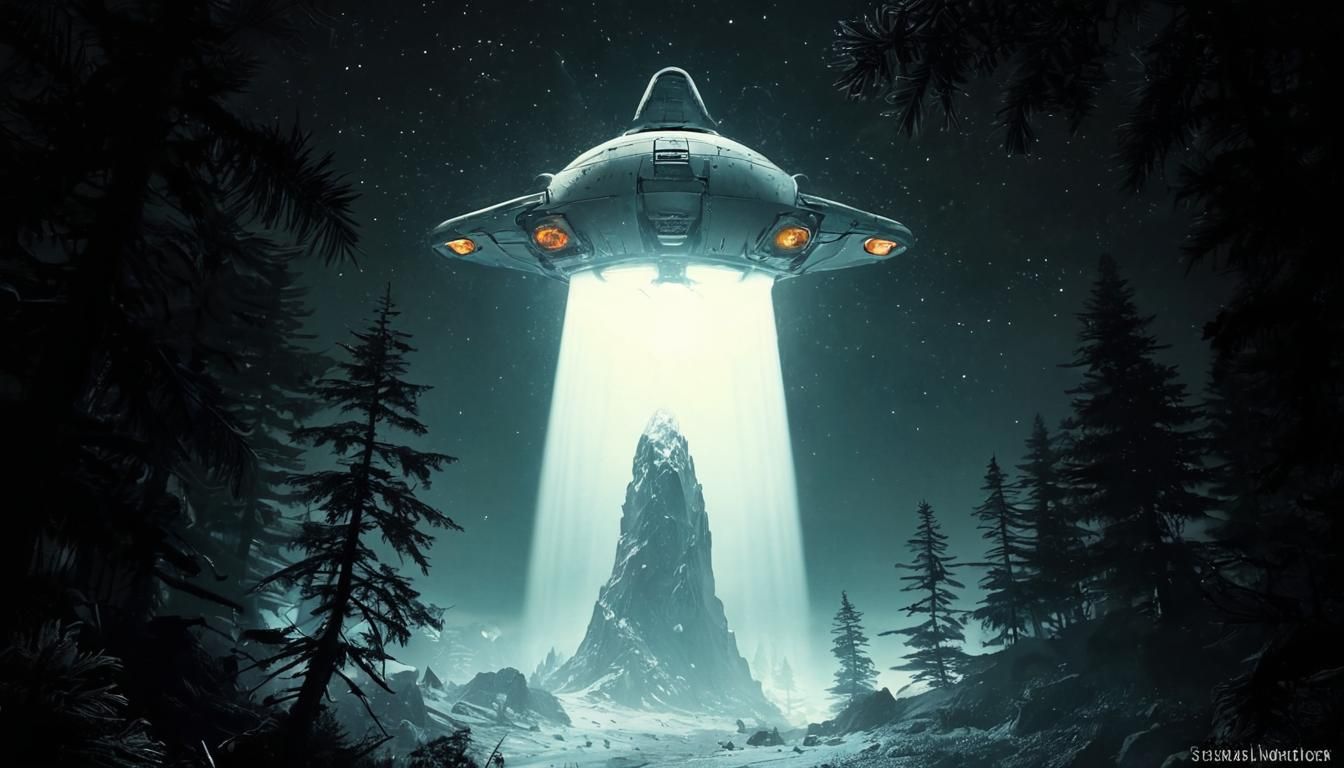 Hyperreal Futuristic Spaceship Rises in Sci-Fi Landscape