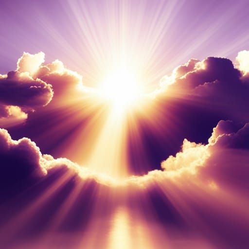 Heavenly Sunshine Beams Through Soft Clouds