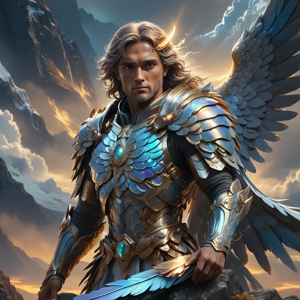 Fantasy Angel Overlooking a Vast Landscape