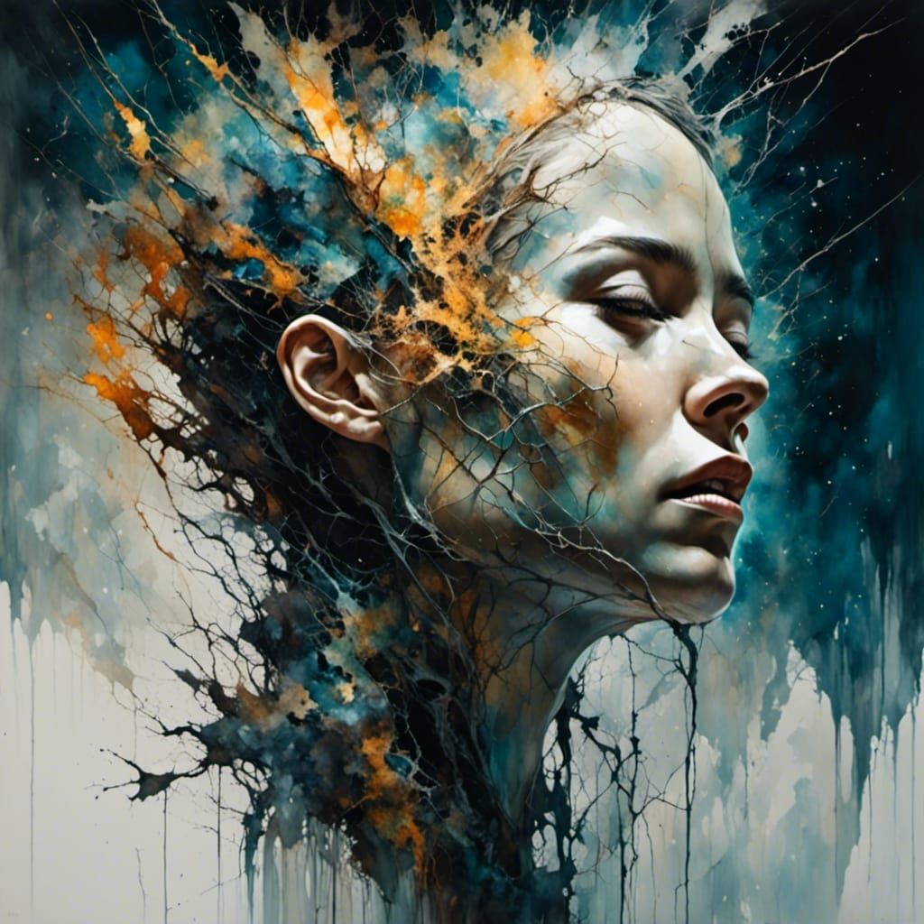 Dramatic Hyperrealistic Face with Colorful Background