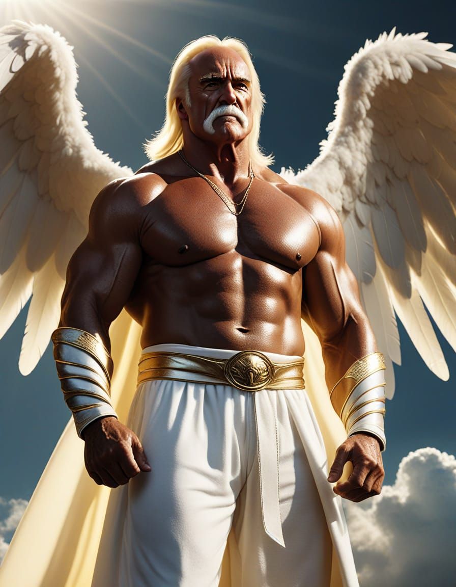 Hulk Hogan as Angel in Photorealistic Cinematic Style