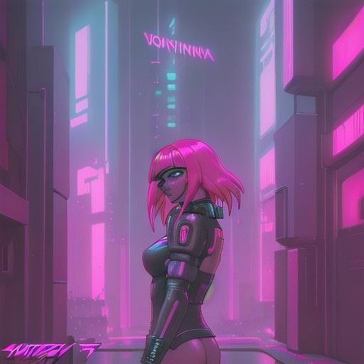 Cyberpunk Solitude: Neon Cityscape in 2099