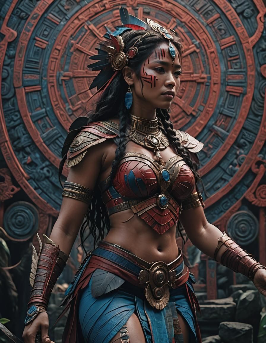 Amazonian Water Goddess in Hyperrealistic Mixed-Media