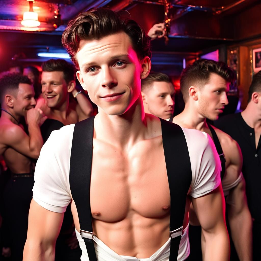 Gay Club Celebration: Two Men Embracing