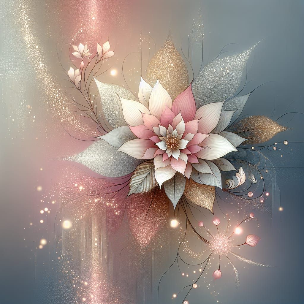 Enchanting Pink Flower Fantasy Scene with 3D Shading