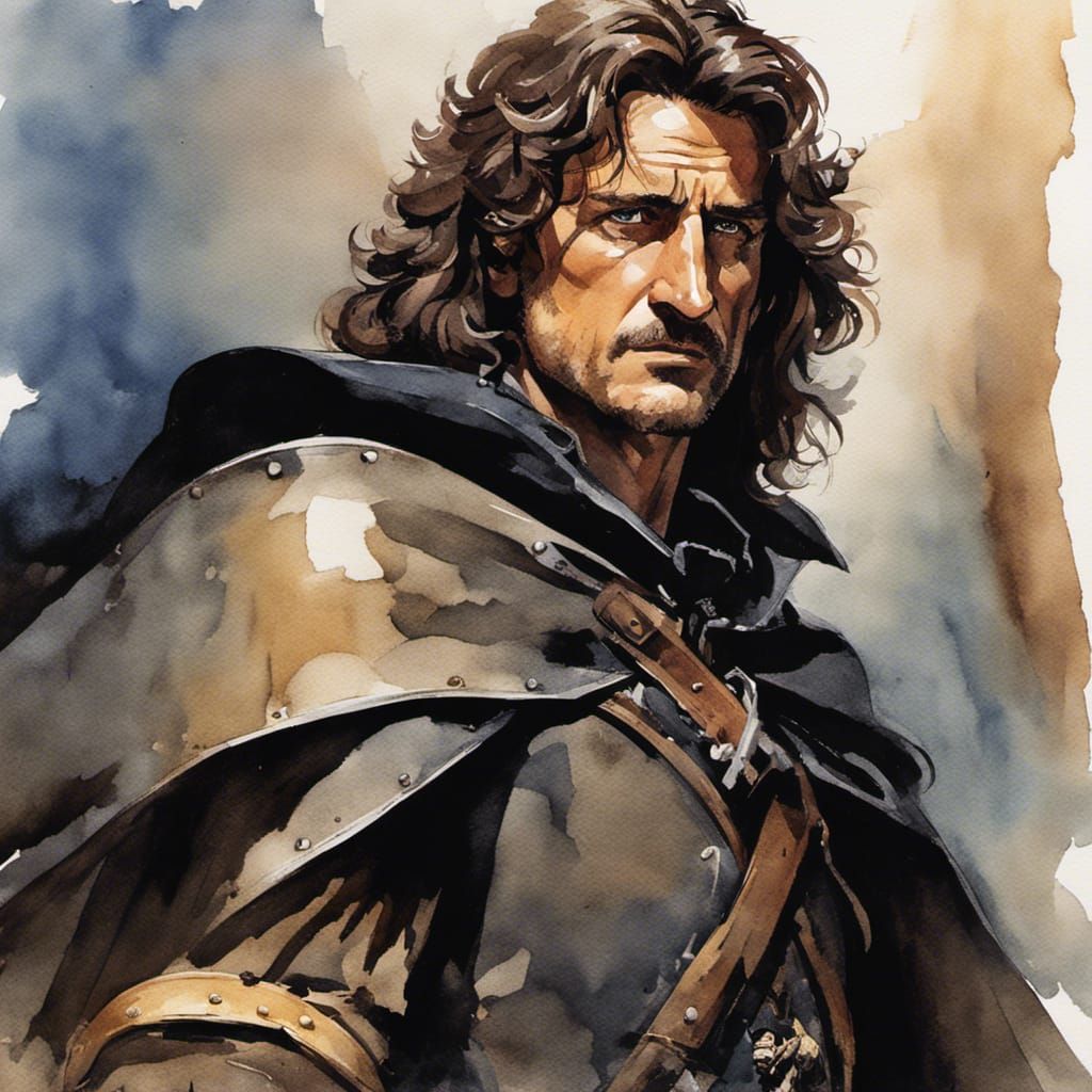 Renaissance Musketeer Portrait in Comic Book Style