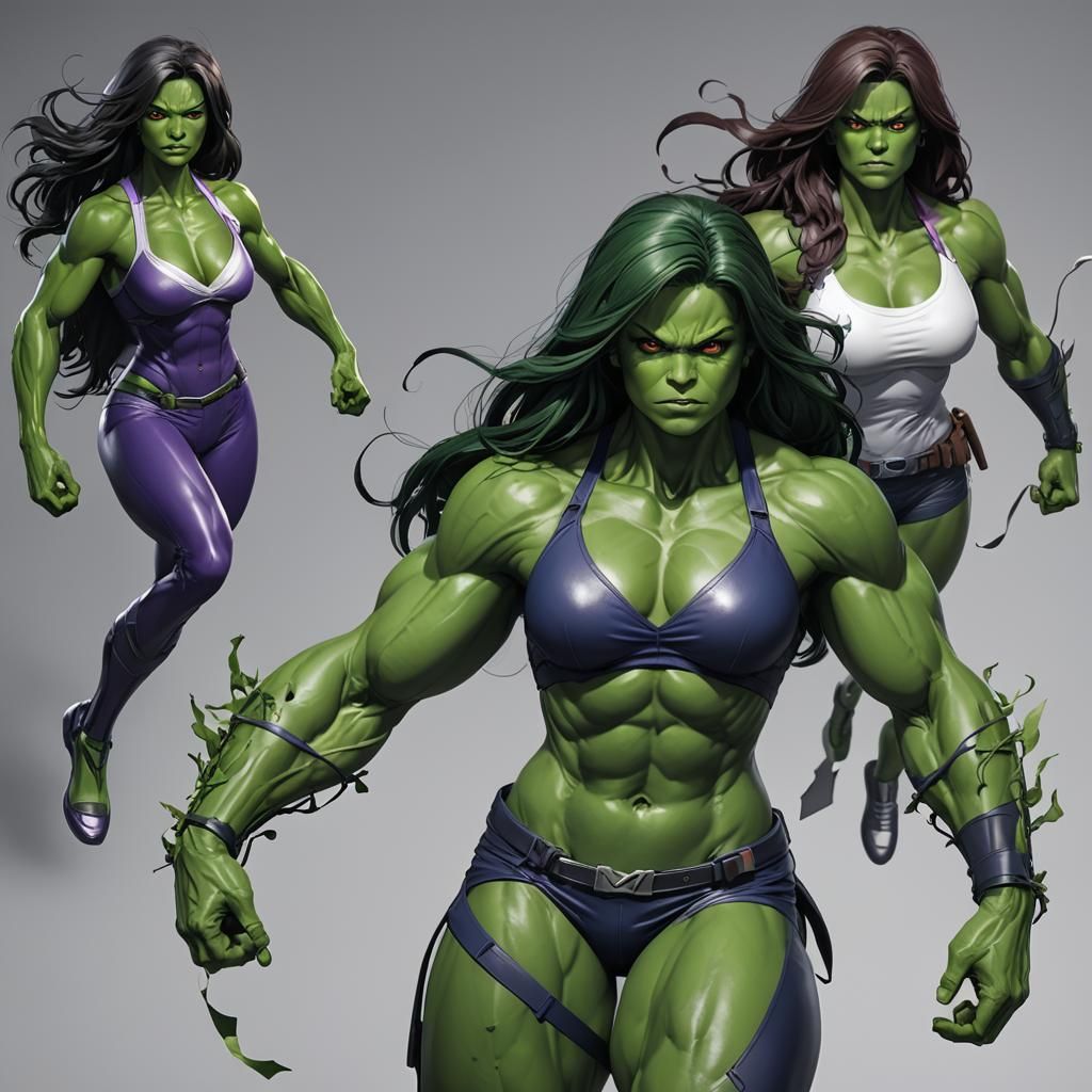 She-Hulk Transformation in 3D Anime Art Style