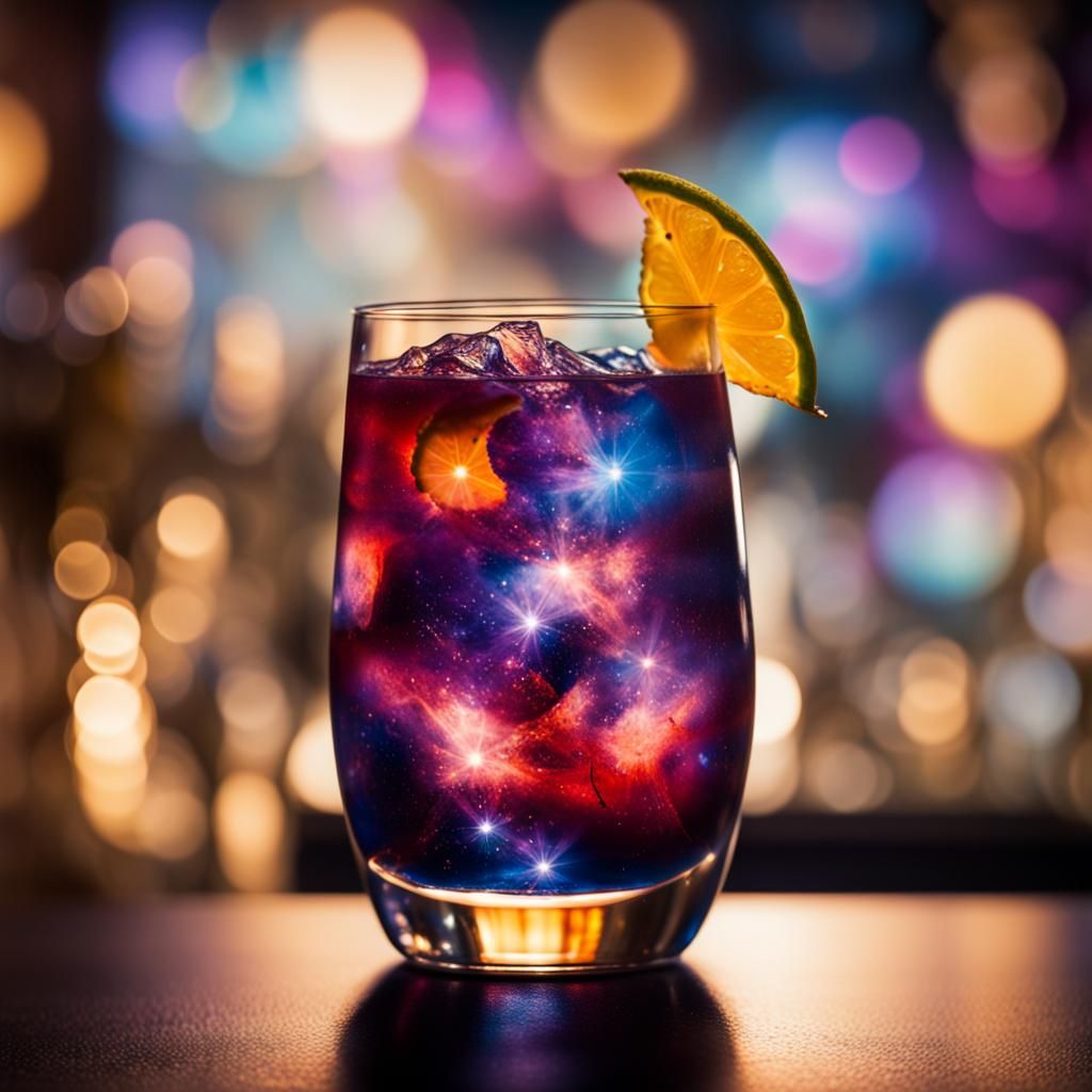 Galaxy Cocktail in Glass: Professional Photography