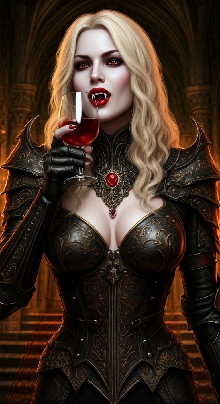 Elegant Vampire Maiden in Dark Castle