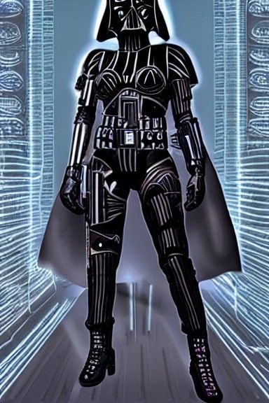 Cyberpunk Woman Vader in Dark Futuristic Style